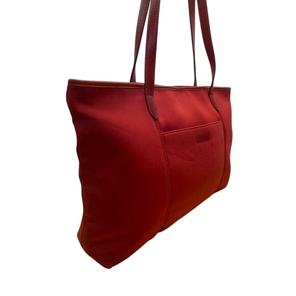 Coach Women’s Red Nylon With Leather Handles Zipper Closure Tote Bag - Picture 5 of 14